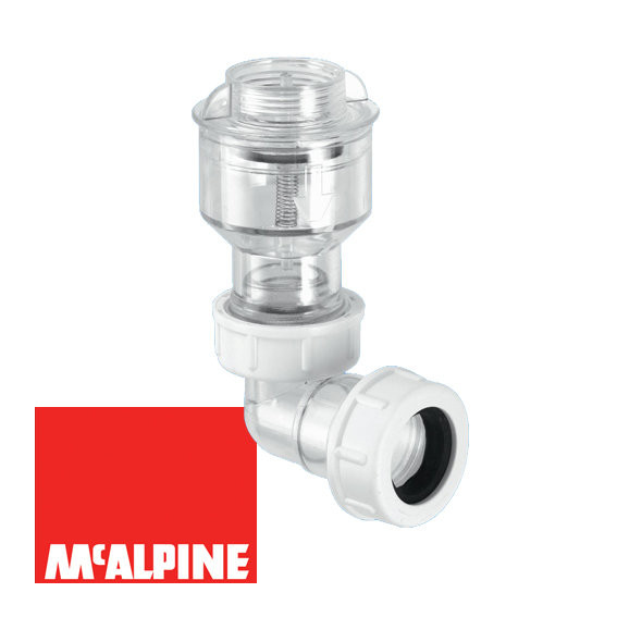 Обратный клапан с отводом на 90° вход 3/4", выход Ø19-23мм McAlpine TUNVALVE